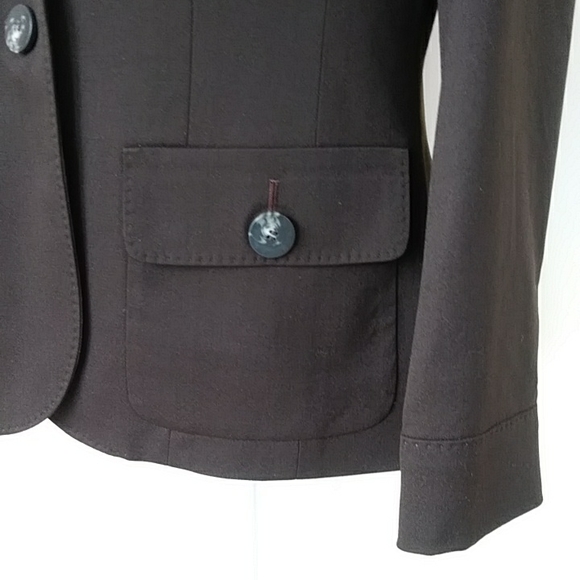 Talbots Stretch Wool Lined Two Button Blazer 10P Brown - Picture 12 of 16